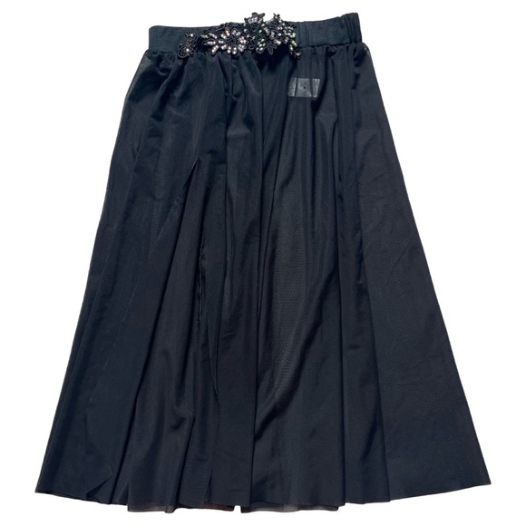 Mesh Front Slit Midi Circle Dance Skirt - Picture 1 of 6